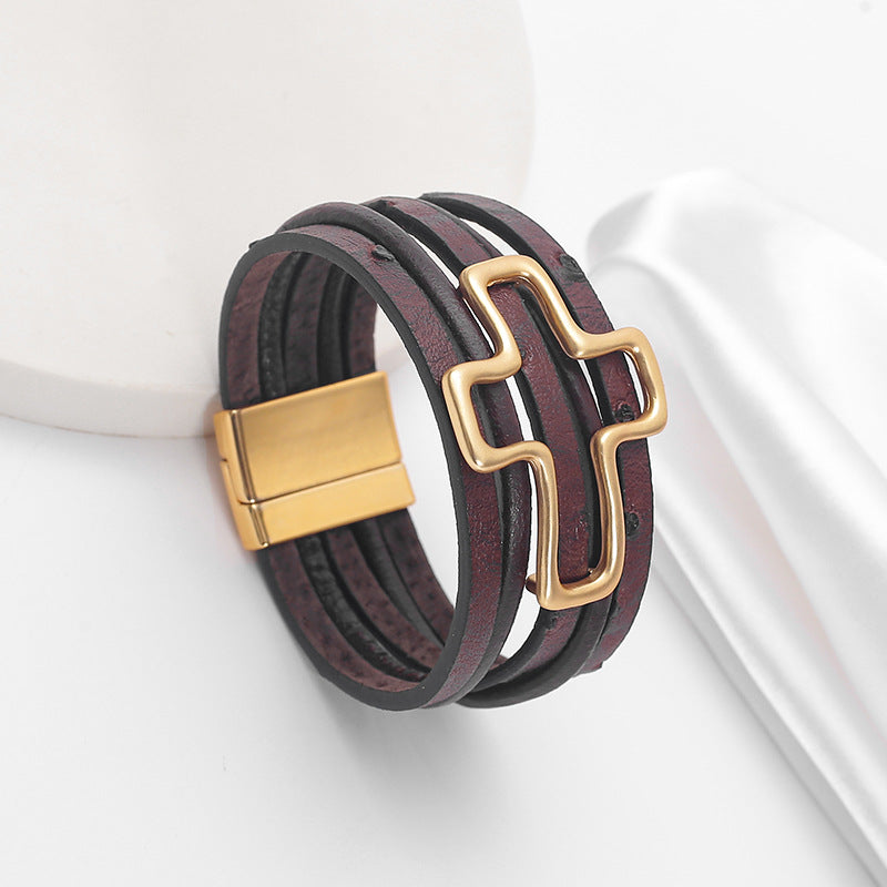 Wholesale Exaggerated Heart Leather Bracelet